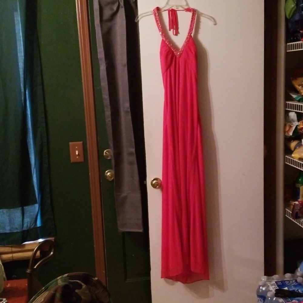 Halter backless prom gown